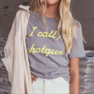 Charlie Southern I Call, Shotgun Casual Gray Tee with Yellow Script Size Medium